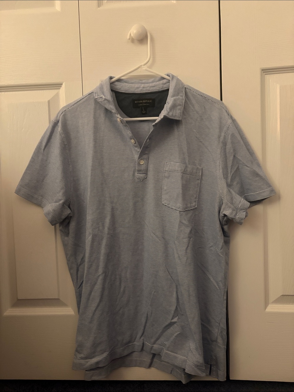 Banana Republic Men's Pale Blue Striped Polo